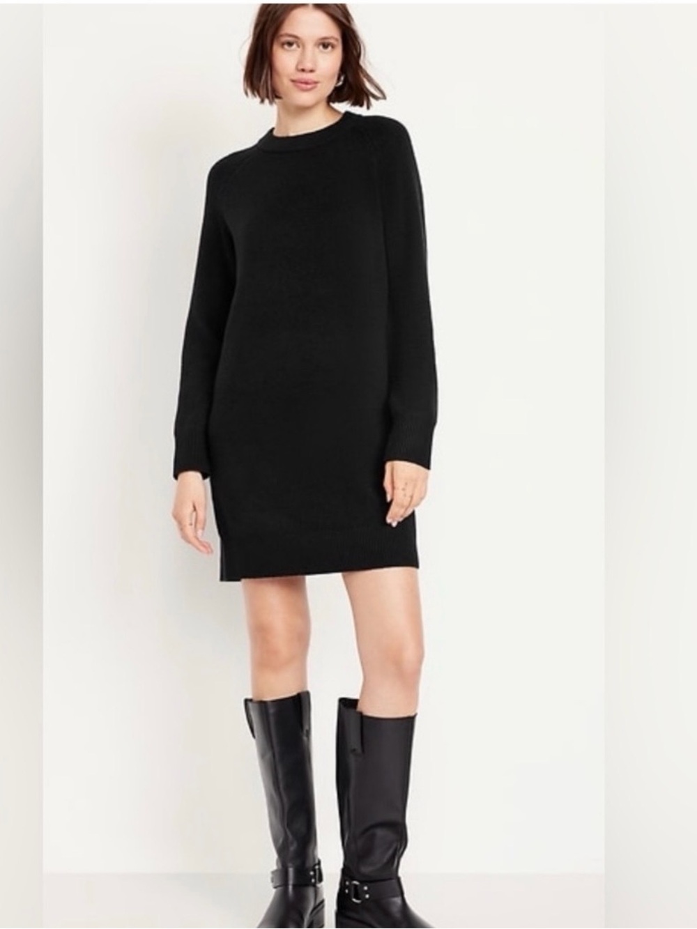 Old Navy Black Knit Sweater Mini Dress